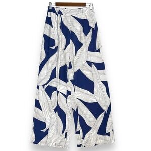 Milk & Honey S Wide Leg Palazzo Pants Leaf High Waist Pull On Vacation Resort